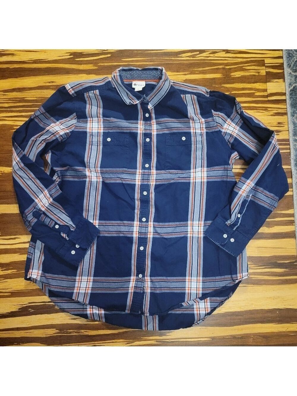 STYLUS Blue and Red Plaid Button Down Shirt Size XL